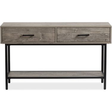 Fenwick Rectangular Sofa Table In Whitetail Brown and Smoke Glass