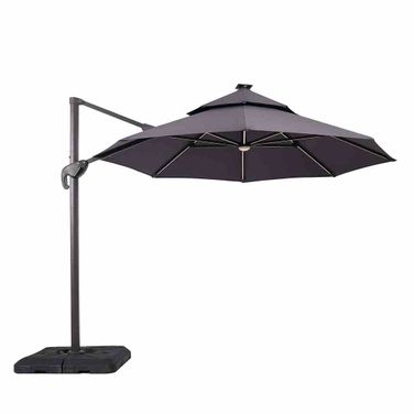 Fera 10 Foot Round Umbrella In LED Bulb In Gray