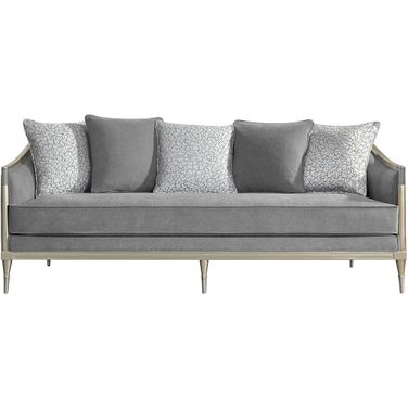 Fernando Sofa with 5 Pillows In Champagne and Gray
