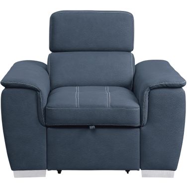 Ferriday Blue Chair With Pull Out Ottoman