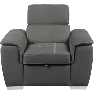 Ferriday Gray Chair With Pull Out Ottoman