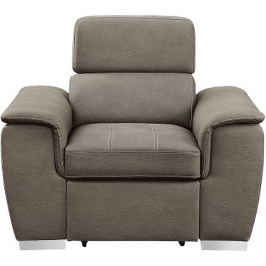 Ferriday Taupe Chair With Pull Out Ottoman