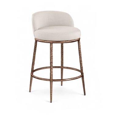 Ferro Linen Textured Performance Fabric Upholstered Counter Stool In Beige