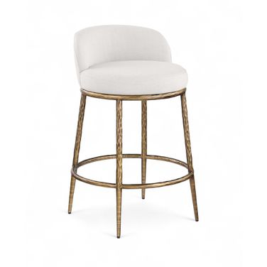 Ferro Linen Textured Performance Fabric Upholstered Counter Stool In Cream
