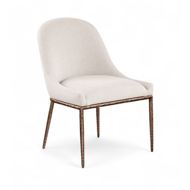 Ferro Linen Textured Performance Fabric Upholstered Dining Side Chair In Beige