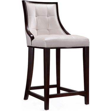 Fifth Ave Counter Stool in Pearl White and Walnut