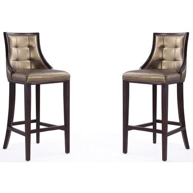 Fifth Avenue Bar Stool in Bronze and Walnut (Set of 2)