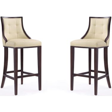 Fifth Avenue Bar Stool in Cream and Walnut (Set of 2)