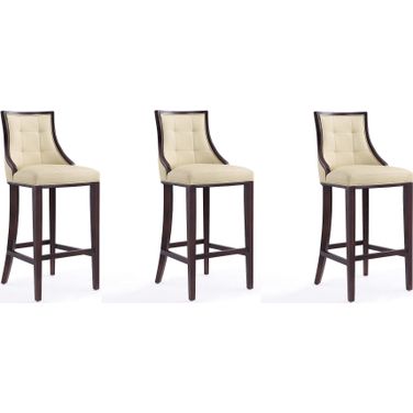 Fifth Avenue Bar Stool in Cream and Walnut (Set of 3)