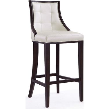 Fifth Avenue Bar Stool in Pearl White and Walnut