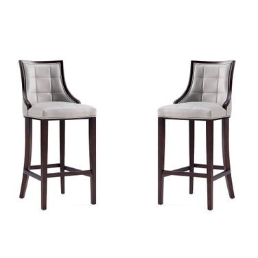 Fifth Avenue Faux Leather Barstool Set of 2 In Light Grey