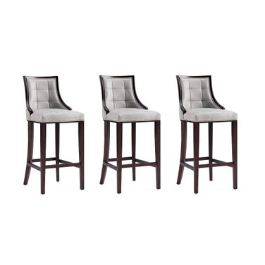 Fifth Avenue Faux Leather Barstool Set of 3 In Light Grey