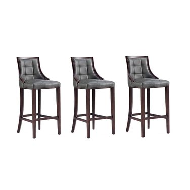 Fifth Avenue Faux Leather Barstool Set of 3 In Pebble Grey