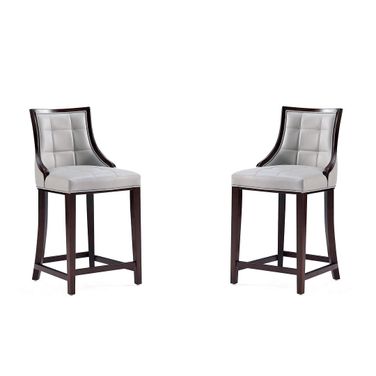 Fifth Avenue Faux Leather Counter Stool Set of 2 In Light Grey