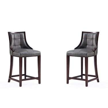Fifth Avenue Faux Leather Counter Stool Set of 2 In Pebble Grey