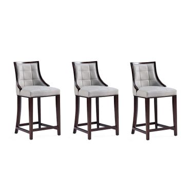 Fifth Avenue Faux Leather Counter Stool Set of 3 In Light Grey