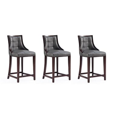 Fifth Avenue Faux Leather Counter Stool Set of 3 In Pebble Grey