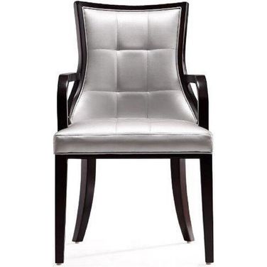 Fifth Avenue Faux Leather Dining Armchair in Silver and Walnut