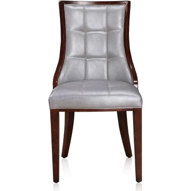 Fifth Avenue Faux Leather Dining Chair (Set of 2) in Silver and Walnut