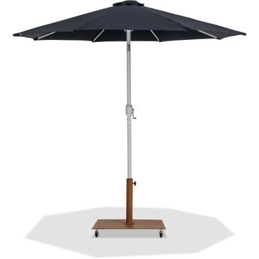 Fiji Aluminum Patio Umbrella with Base Sets In Black Fabric and Matte White