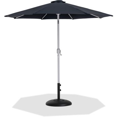 Fiji Aluminum Patio Umbrella with Base Sets In Black Fabric and Matte White