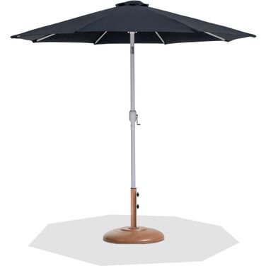 Fiji Aluminum Patio Umbrella with Base Sets In Black Fabric and Matte White