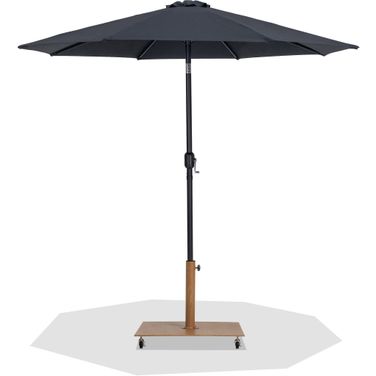Fiji Aluminum Patio Umbrella with Base Sets In Black Fabric and Matte Black
