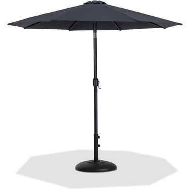 Fiji Aluminum Patio Umbrella with Base Sets In Black Fabric and Matte Black