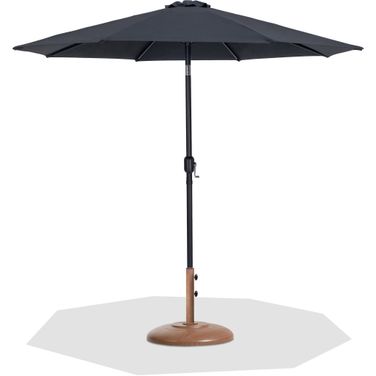 Fiji Aluminum Patio Umbrella with Base Sets In Black Fabric and Matte Black