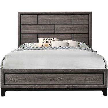 Crown Mark Akerson King Panel Bed in Grey
