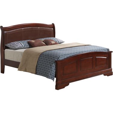 Glory Furniture G3100 Queen Low Profile with PU Bed in Cherry