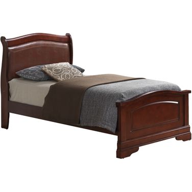 Glory Furniture G3100 Twin Low Profile with PU Bed in Cherry