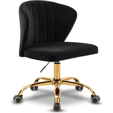 Finley Velvet Office Chair In Black and Gold