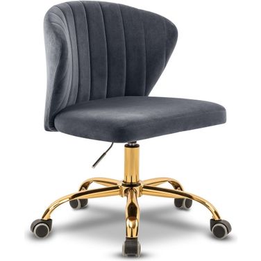 Finley Velvet Office Chair In Grey and Gold