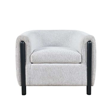 Finn Textured Upholstered Barrel Accent Chair with Exposed Wood Frame In Black