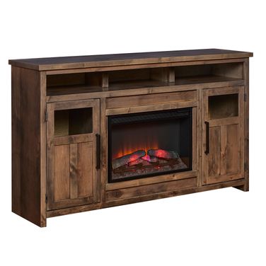 Finnegan 66 Inch Fireplace Console In Sandy Brown