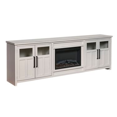 Finnegan 98 Inch Fireplace with 4 Doors In White