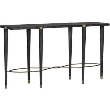 Fiona Console In Black Cerused Oak and Antique Brass