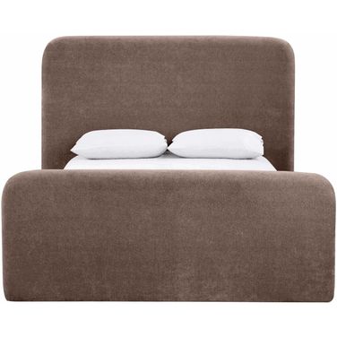 Fira Chenille Fabric Upholstered King Bed In Brown
