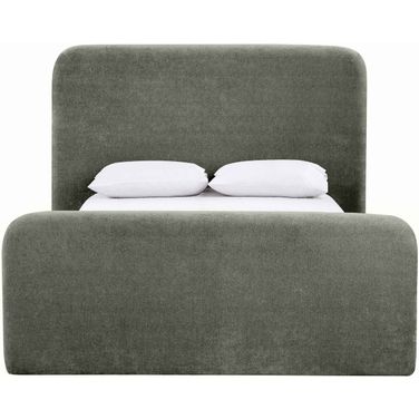 Fira Chenille Fabric Upholstered King Bed In Green