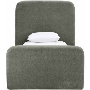 Fira Chenille Fabric Upholstered Twin Bed In Green