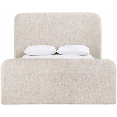 Fira Linen Textured Fabric Upholstered Queen Bed In Beige