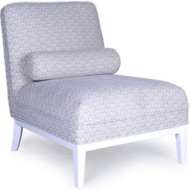 Firenze Collection Upholster Lounge Chair with Pillow In White and Silver