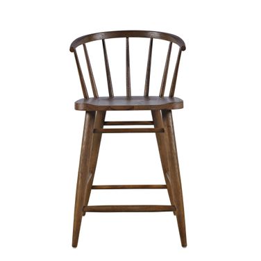 Fitz Solid Wood Curved Back Spindle Counter Stool In Chestnut