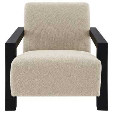 Fitzroy Boucle Upholstered Accent Arm Chair In Latte and Black