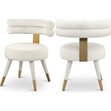 Fitzroy Velvet Dining Chair Set of 2 In Cream