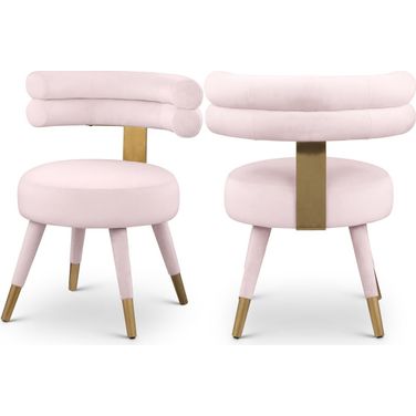 Fitzroy Velvet Dining Chair Set of 2 In Pink