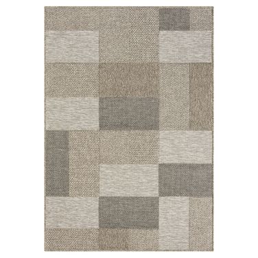 Fjord 7'10" x 9'6" Oslo Block Indoor Outdoor Area Rug In Tan and Brown