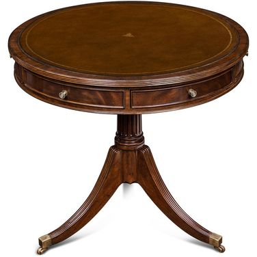 Flank Occasional Table In Mahogany/Brown/Brass