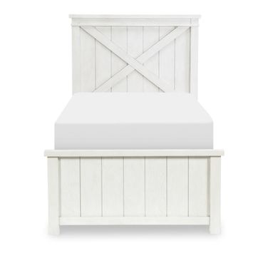 Flatiron Complete Twin Panel Bed In Aged White